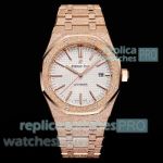Swiss Replica OMF Audemars Piguet Royal Oak Cal. 3120 Rose Gold Frost Gold Watch 